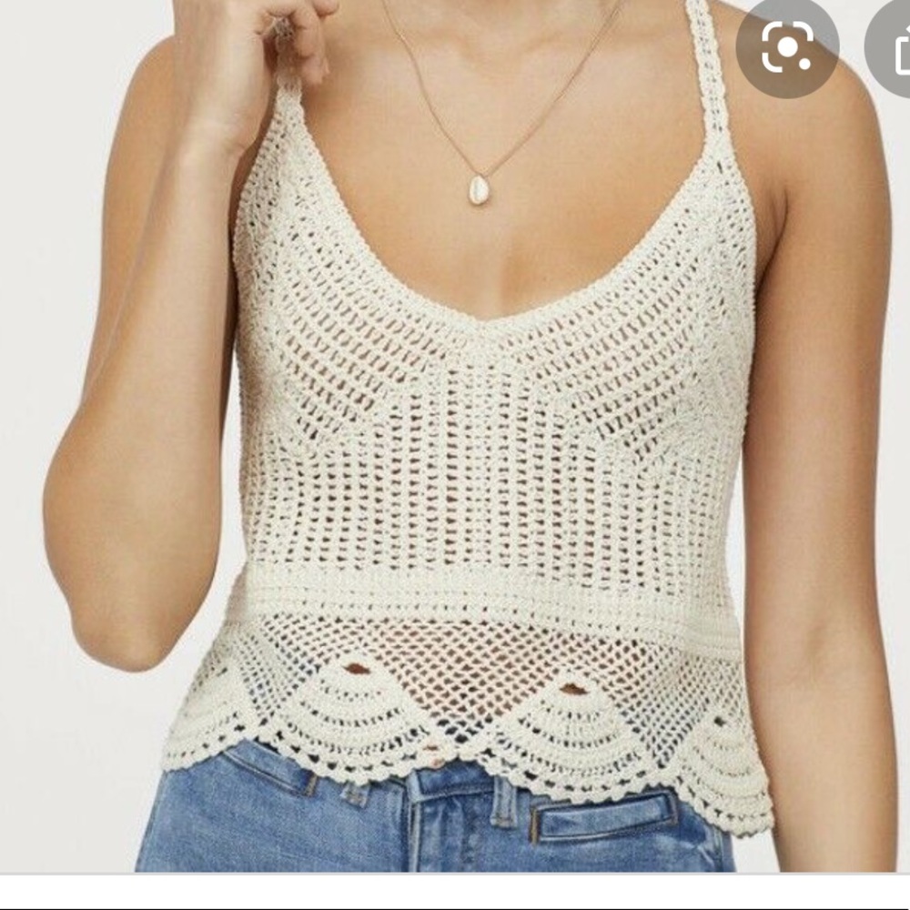 H&M White Cream Boho Crochet Crop Top